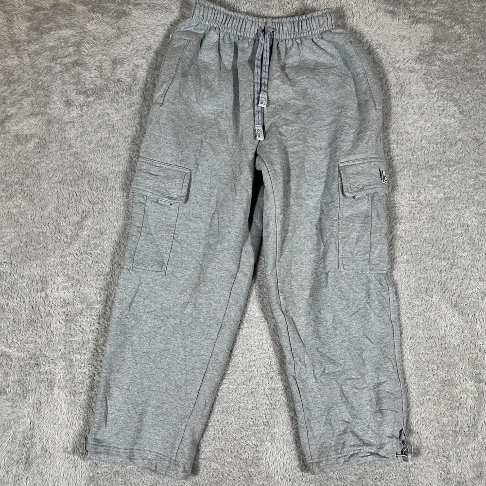 Pro Club Heavyweight Cargo Sweatpants Gray Fleece Joggers Mens Small
